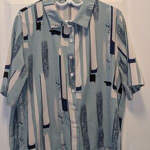Stylish Men's Patterned Shirt - Blue and Black